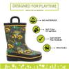 Western Chief Boys Waterproof Printed Rain Boot with Easy Pull on Handles - Tractor Tough, 3 M US Little Kid view 2