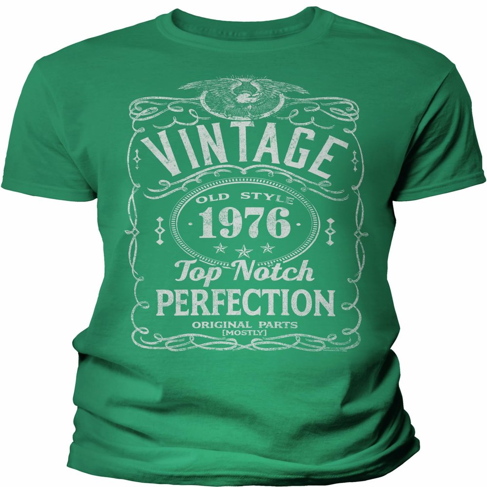 50th Birthday Gift Shirt for Men - Vintage 1976 Top Notch Perfection - Kelly-4X