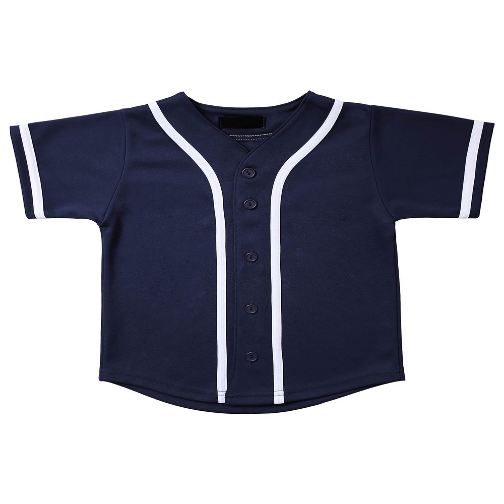 Hat and Beyond Kids Baseball Jersey Button Down T Shirts Hipster Plain Hip Hop Uniforms (08T, 5pu01_Nav.WHI)