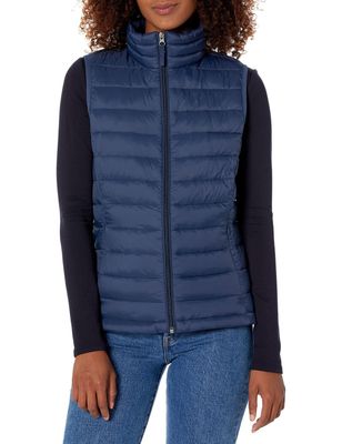 Amazon Essentials Women's Lightweight Water-Resistant Packable Puffer Vest, Navy, X-Small