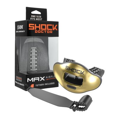 Shock Doctor Lip Guard, Adult and Youth Mouth Guard Football with Strap, Breathable Wide Opening Football Mouthpiece for Youth and Adults OSFA, Shock Doctor Mouth Guards, Max Airflow