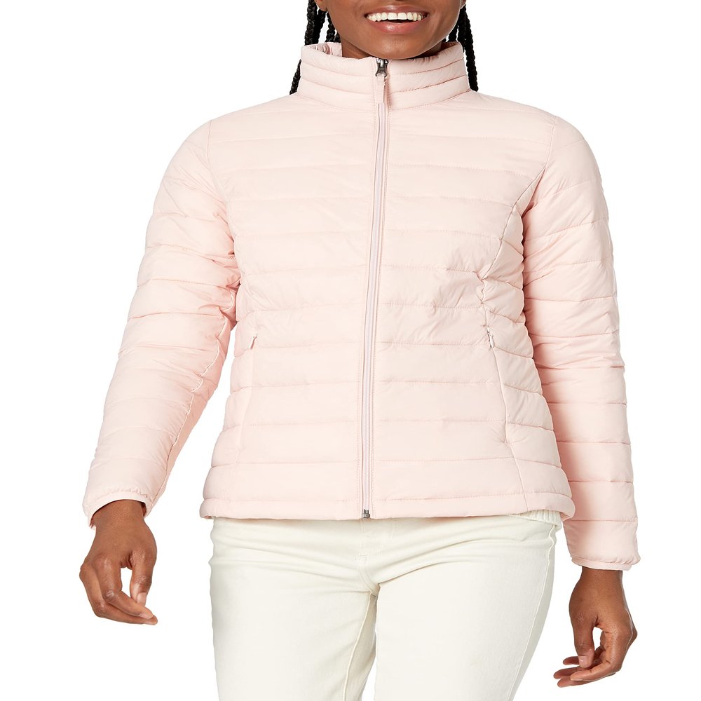 Amazon Essentials Women's Lightweight Long-Sleeve Water-Resistant Packable Puffer Jacket (Available in Plus Size), Rose, Small