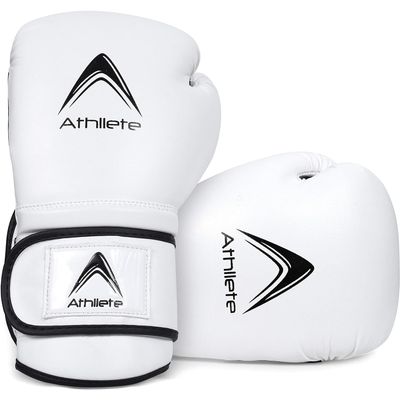 Athllete Boxing Gloves Men & Women, Training & Sparring, 14 oz, Black/White