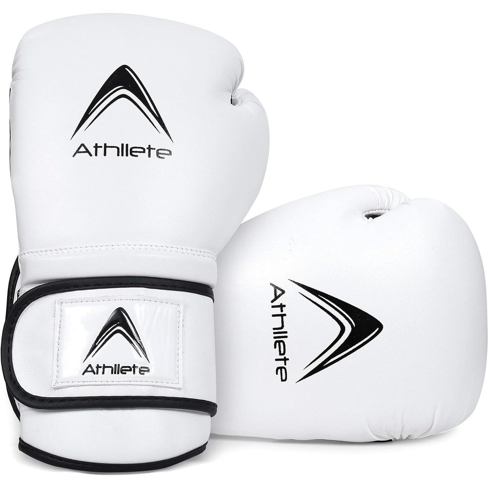 Athllete Boxing Gloves Men & Women, Training & Sparring, 14 oz, Black/White