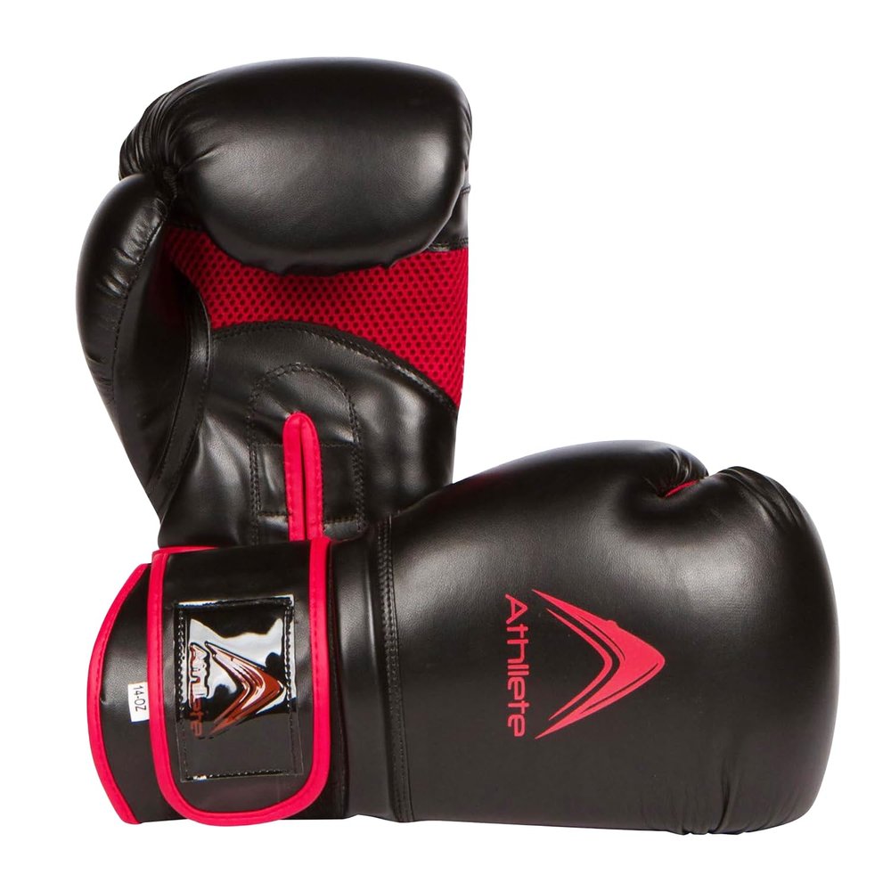 Athllete Boxing Gloves 12 oz for Men & Women, Training & Sparring, Black/Red