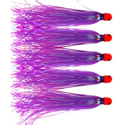 Alive Witch Lure Bait Fishing Lure Bullet Head 0.35 Ounce with Mylar Flash Skirted Hair 5pcs/lot (Purple)