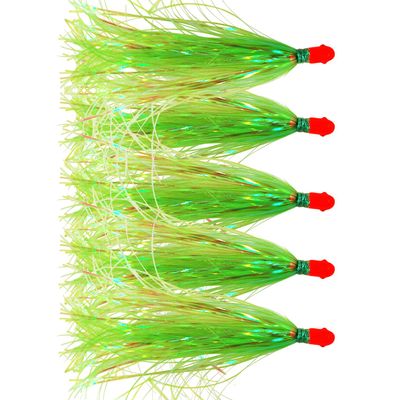 Alive Witch Lure Bait Fishing Lure Bullet Head 0.35 Ounce with Mylar Flash Skirted Hair 5pcs/lot (Green)