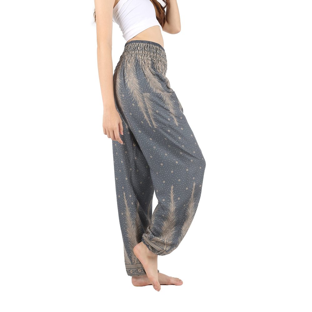 Boho Pants 2-Pocket Flowy Harem Pants Women for Yoga Travel Hippie Clothes