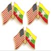3 Myanmar (Burma) USA Friendship Flag Lapel Pins Pack of 3 Burma and American Double Flag Pin Badge view 1