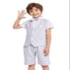 LOLANTA Boys Summer Dress Vest Shorts Set 4Pcs Gentleman Suit Kids Beach Wedding Ring Bearer Graduation Outfit(Grey,12) view 1