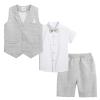 LOLANTA Boys Summer Dress Vest Shorts Set 4Pcs Gentleman Suit Kids Beach Wedding Ring Bearer Graduation Outfit(Grey,12) view 2