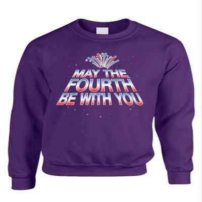 ALLNTRENDS Adult Sweatshirt May The Fourth Be with You Cool 4th of July Top (M, Purple)