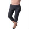 SLIM-SATION Women's Golf Wide Band Pull-On Skinny Crop with Pockets (Black,4)