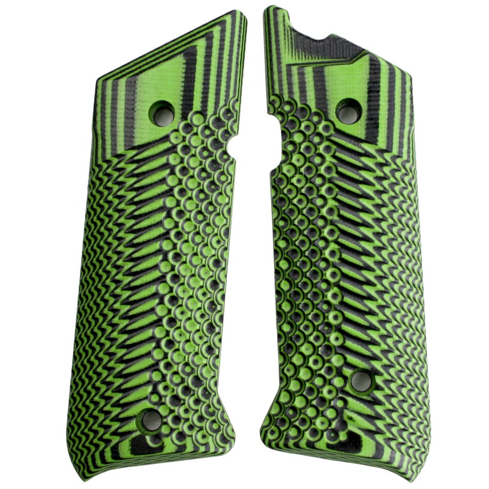 StonerCNC Mark IV Target Hunter or Competition Grips G10 Slash and Burn Design Will Fit Ruger Mark IV Rimfire Only (Neon Green Black)