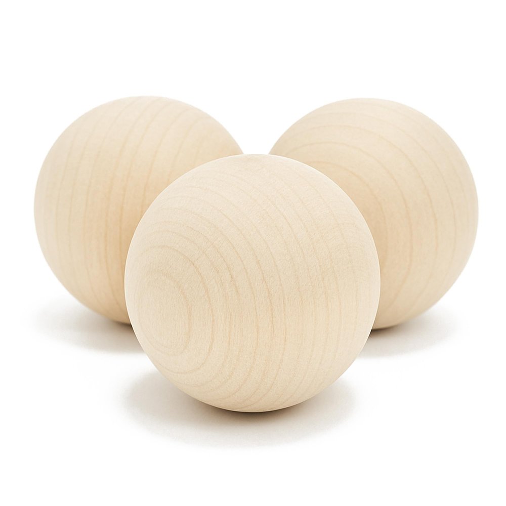 Hockey Revolution Swedish Stickhandling Balls 3-Pack - Hardwood No-Bounce Floorball Training Equipment - for Floor Dribbling Skills, Dekes & Ball Handling Drills - 2-Inch Diameter