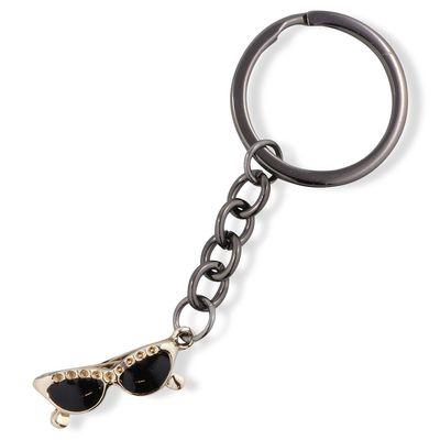 Emerald Park Jewelry Sunglasses Black Lens on Gold Frame Charm Keychain
