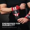 Gymreapers Weightlifting Wrist Wraps (Competition Grade) 18" Professional Quality Wrist Support with Heavy Duty Thumb Loop - Best Wrap for Powerlifting, Strength Training, Bodybuilding(Red/White,18") view 3