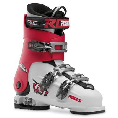 Roces Adjustable Youth Ski Boot - Size 22.5-25.5 - White/Red/Black