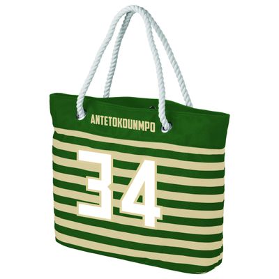 FOCO Milwaukee Bucks Antetokounmpo G. #34 Nautical Stripe Tote Bag