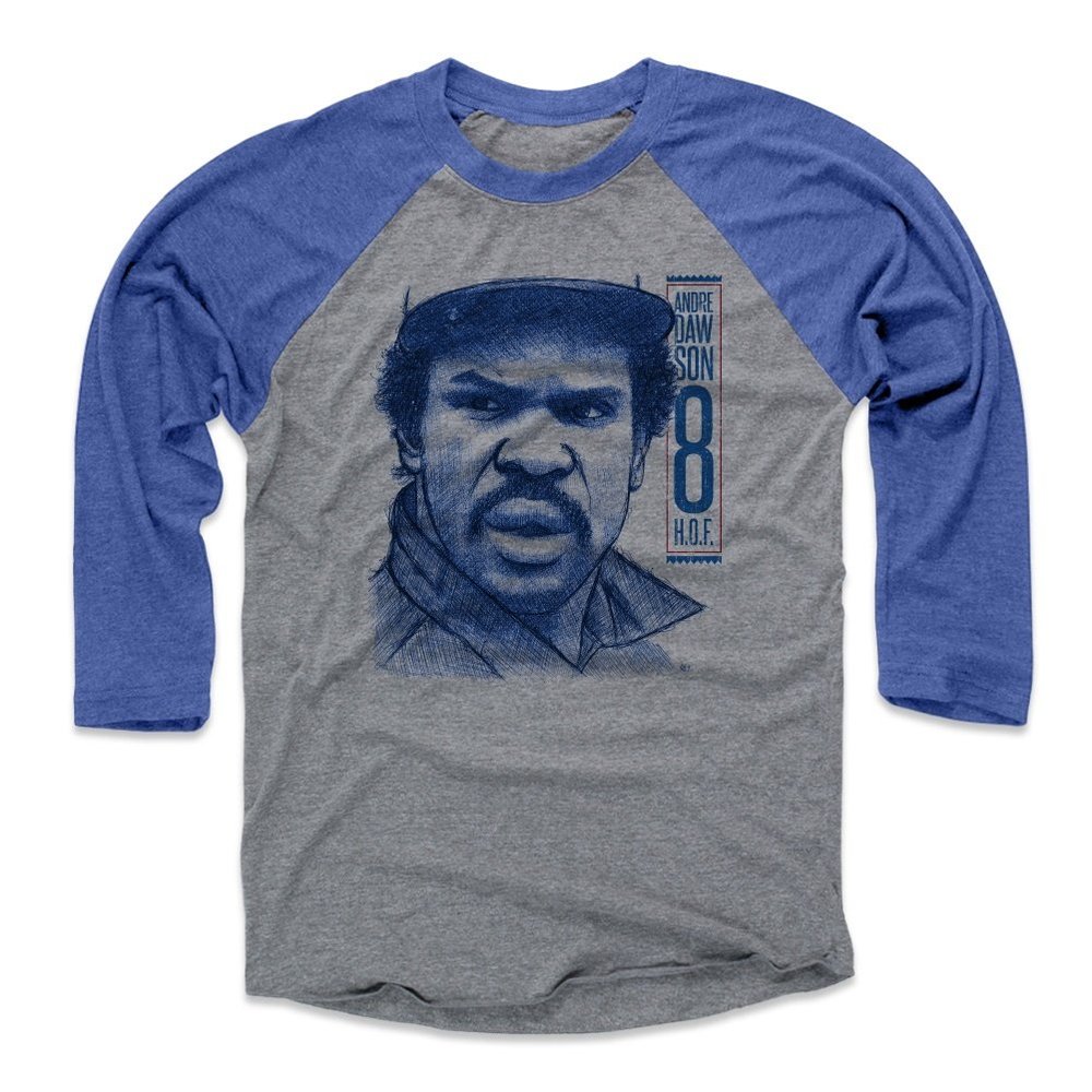 500 LEVEL Andre Dawson Tee Shirt (Baseball Tee, XXX-Large, Royal/Heather Gray) - Andre Dawson Sketch B