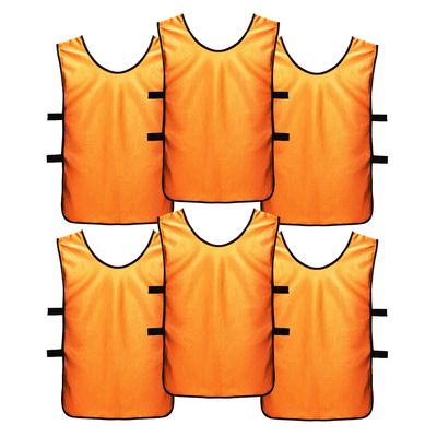 SportsRepublik Pinnies Practice Scrimmage Vests (6-Pack) - Last Longer and Look Cooler - Soccer,Orange,S (Kids age 3-5)