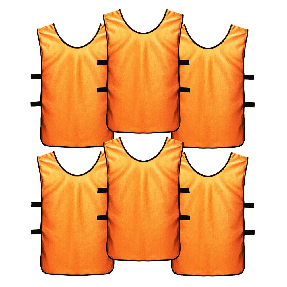 SportsRepublik Pinnies Practice Scrimmage Vests (6-Pack) - Last Longer and Look Cooler - Soccer,Orange,S (Kids age 3-5)