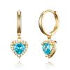 14k Gold Plated Brass Blue Heart Plain Huggy Baby Girls Hoop Earrings view 1