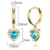14k Gold Plated Brass Blue Heart Plain Huggy Baby Girls Hoop Earrings view 2