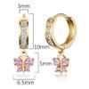 14k Gold Plated Brass Pink Butterfly Channel Cz Huggy Baby Girls Hoop Earrings view 2