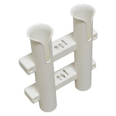 T-H Marine Fishing Rod Holder | 2 in 1 Molded Rod Rack with Storage Slots for Knife, Pliers & Lures - White