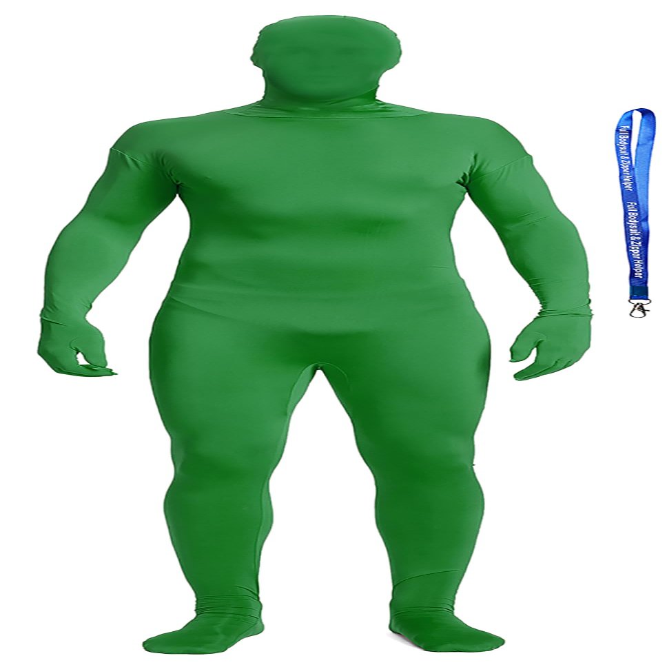 Full Bodysuit With Zipper Helper Unisex Spandex Stretch Adult Costume Zentai Disappearing Man Body Suit (XX-Large, Green)