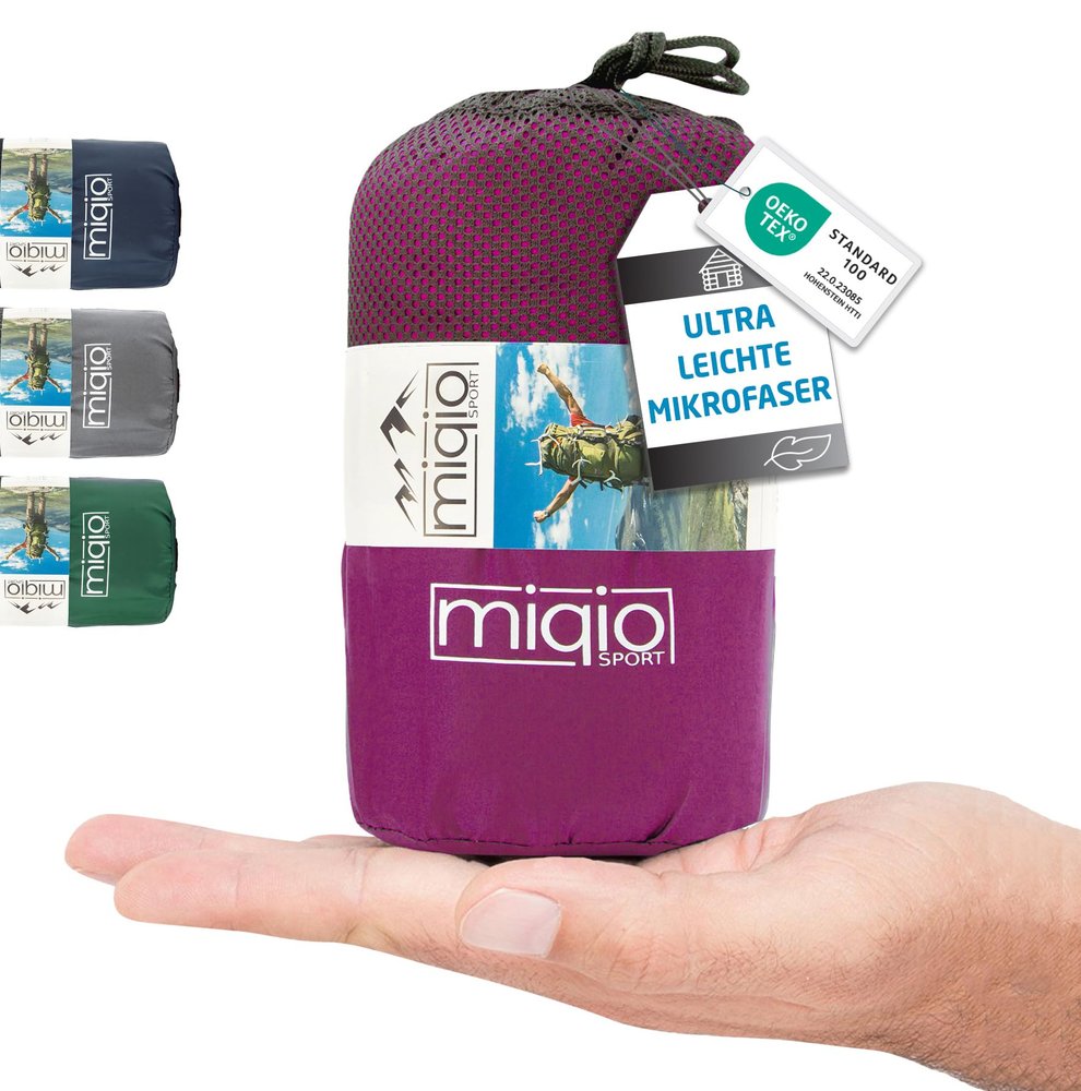 MIQIO Sport 2-in-1 Sleeping Bag Liner and XL Sized Travel Sheet - Ultra Lightweight Sleep Liner Double Travel Bed Sheet Inlett Inlay - Violet Zipper Right