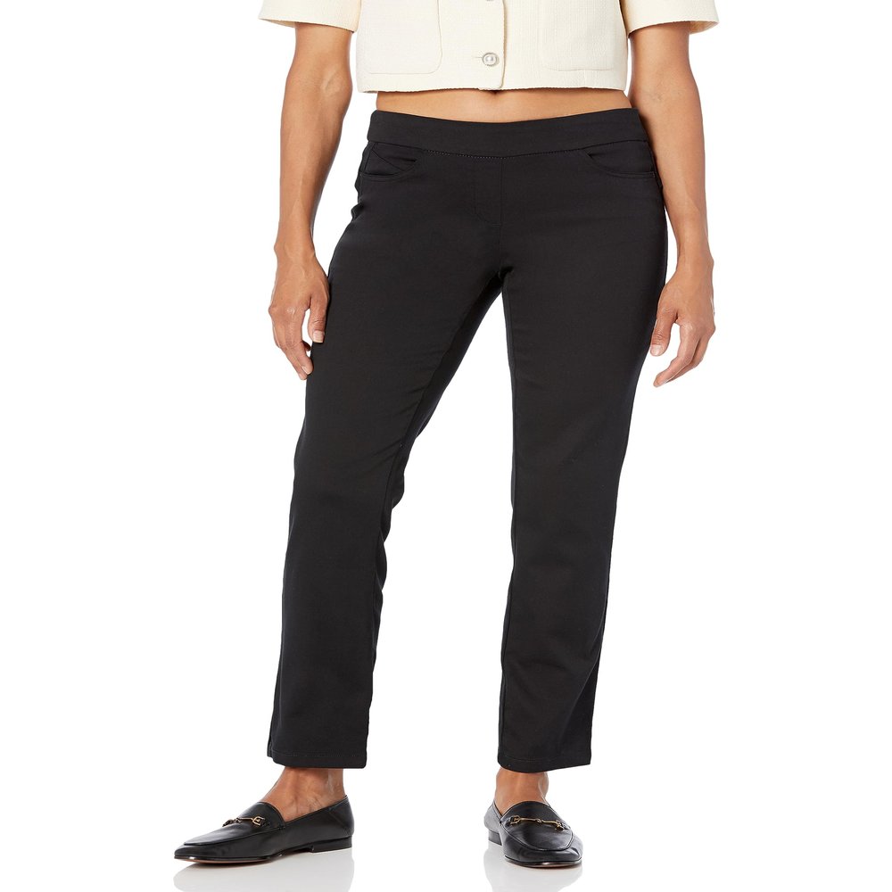 Briggs New York Women's Curvy Cotton Super Stretch Pull On Pant Pants, Black, 16