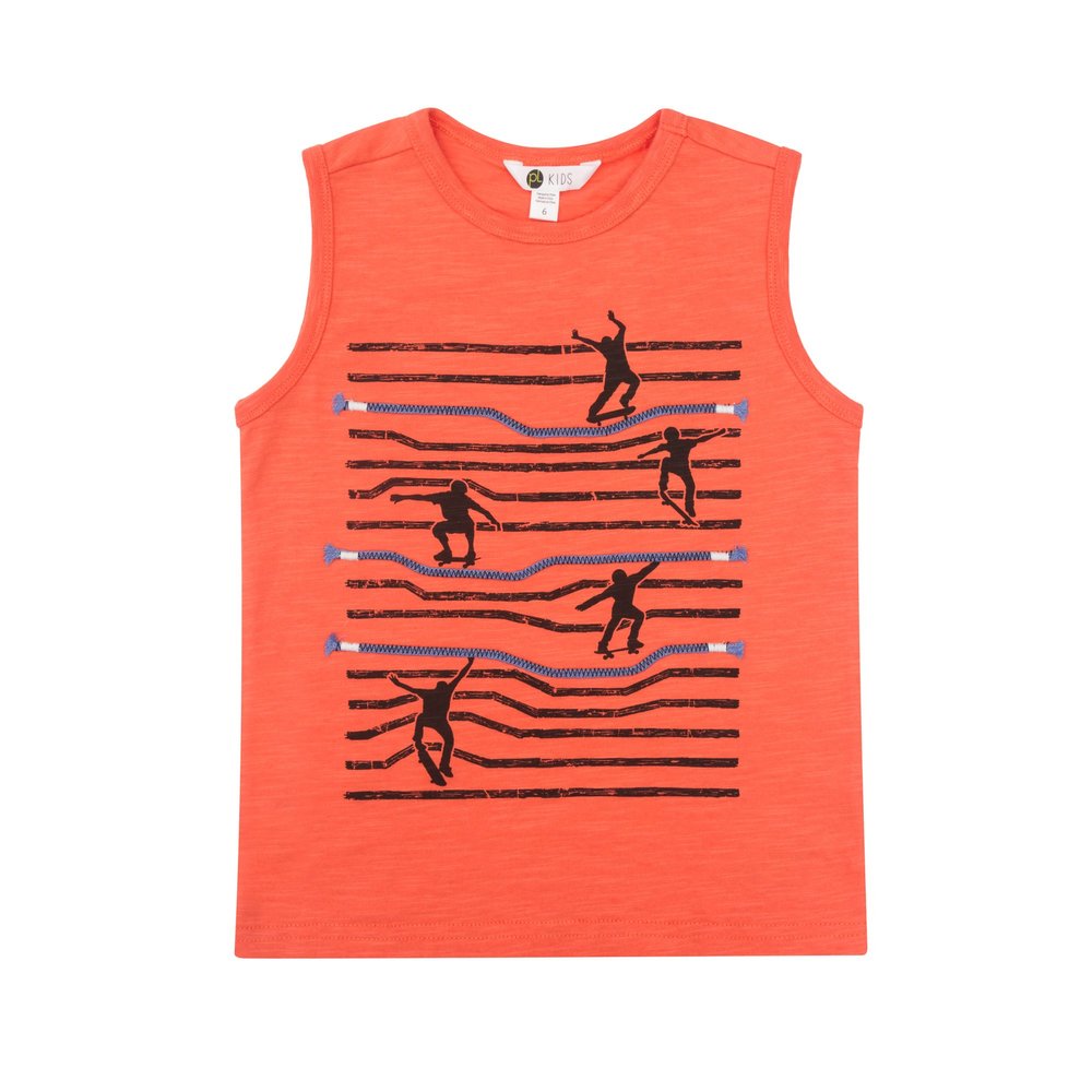 Petit Lem Big Tank Top for Boys, Comfortable and Stylish, Orange, 2