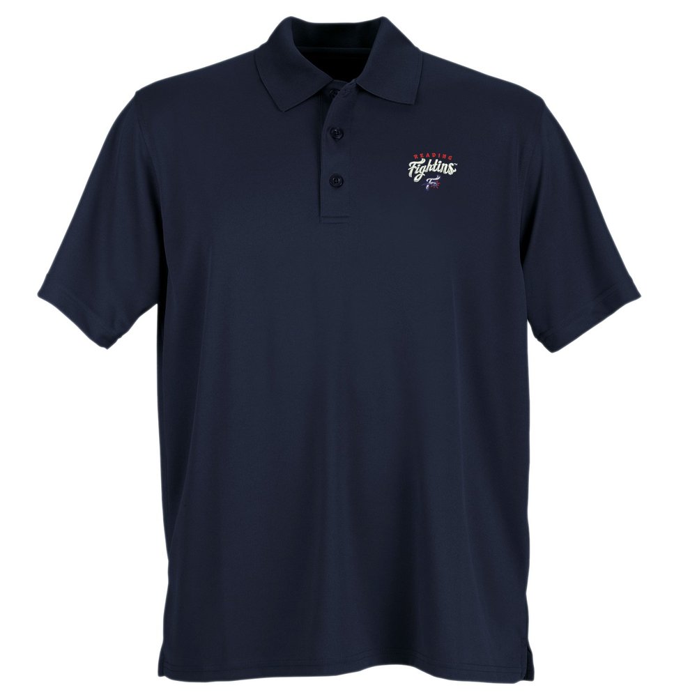528RC Minor League Baseball Reading Fightin Phils Men's Performance Mesh Polo Shirt, XX-Large, Navy
