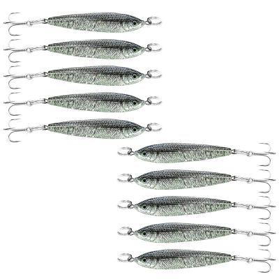 10pcs Silver Black 1oz Fishing Metal Mega Live Bait Jig with a Treble Hook