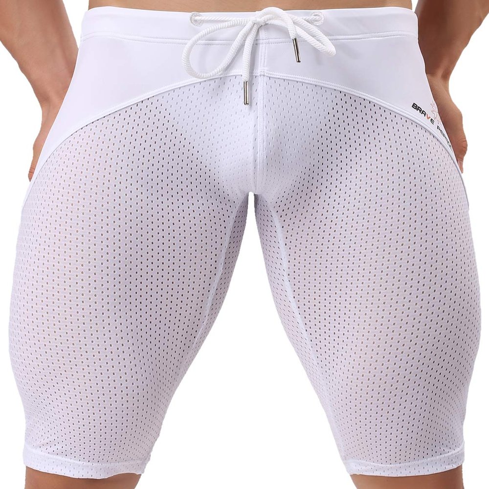 BRAVE PERSON 40 Nylon Mesh Tight Medium Pants Running Fitness Leisure Yoga Pants (XL / 32-37, 2240 - White)