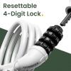 Titanker Bike Lock, Bicycle Lock 4 Feet Cable Lock 1/2 Inch Resettable Bike Locks Combination with Mounting Bracket, Bike Accessories for Bicycle, Electric Scooter, Motorcycle, White view 2