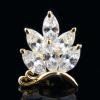 18k Gold GF Diamond simulant butterfly brooch pin, Gold, Dimension: 20mm(H) x 25mm(W) view 1