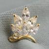 18k Gold GF Diamond simulant butterfly brooch pin, Gold, Dimension: 20mm(H) x 25mm(W) view 3