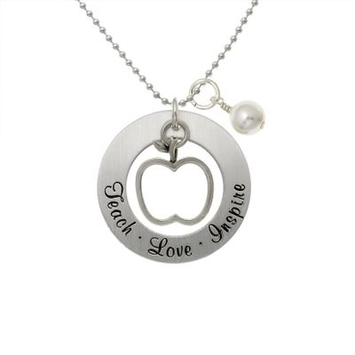 AJ's Collection Personalized Make A Difference Sterling Silver Necklace. Customize a Round Charm. Choice of Sterling Silver Chain. Gift For Teachers, Professors or Just for Her. Appreciation Gift.