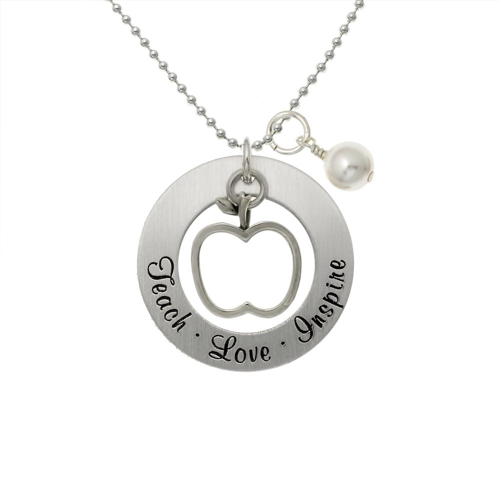 AJ's Collection Personalized Make A Difference Sterling Silver Necklace. Customize a Round Charm. Choice of Sterling Silver Chain. Gift For Teachers, Professors or Just for Her. Appreciation Gift.