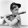1930s Boy At Bat Wearing A Horizontal Striped Tee Shirt And Baseball Cap Poster Print By Vintage Collection (22 X 28) view 1