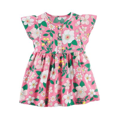 Carter's Girls' Henley Floral Dress, Pink (6 Months)