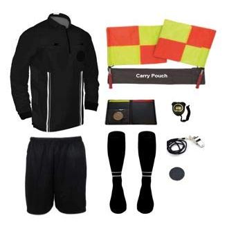 New! 2018 Pro Soccer Referee Package Full Sleeve (11 Piece) (Black, AM (Chest 40-42"))