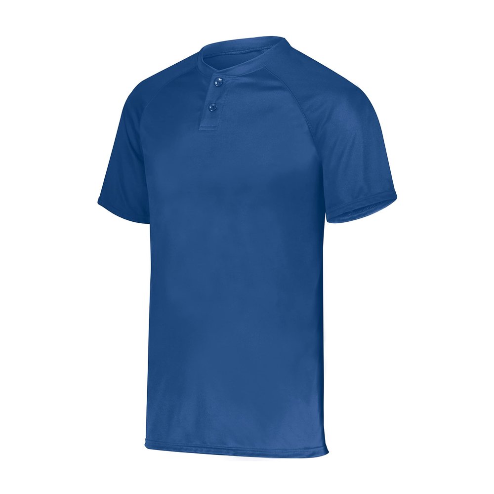 Attain Wicking Two-Button Baseball Jersey Royal 2XL