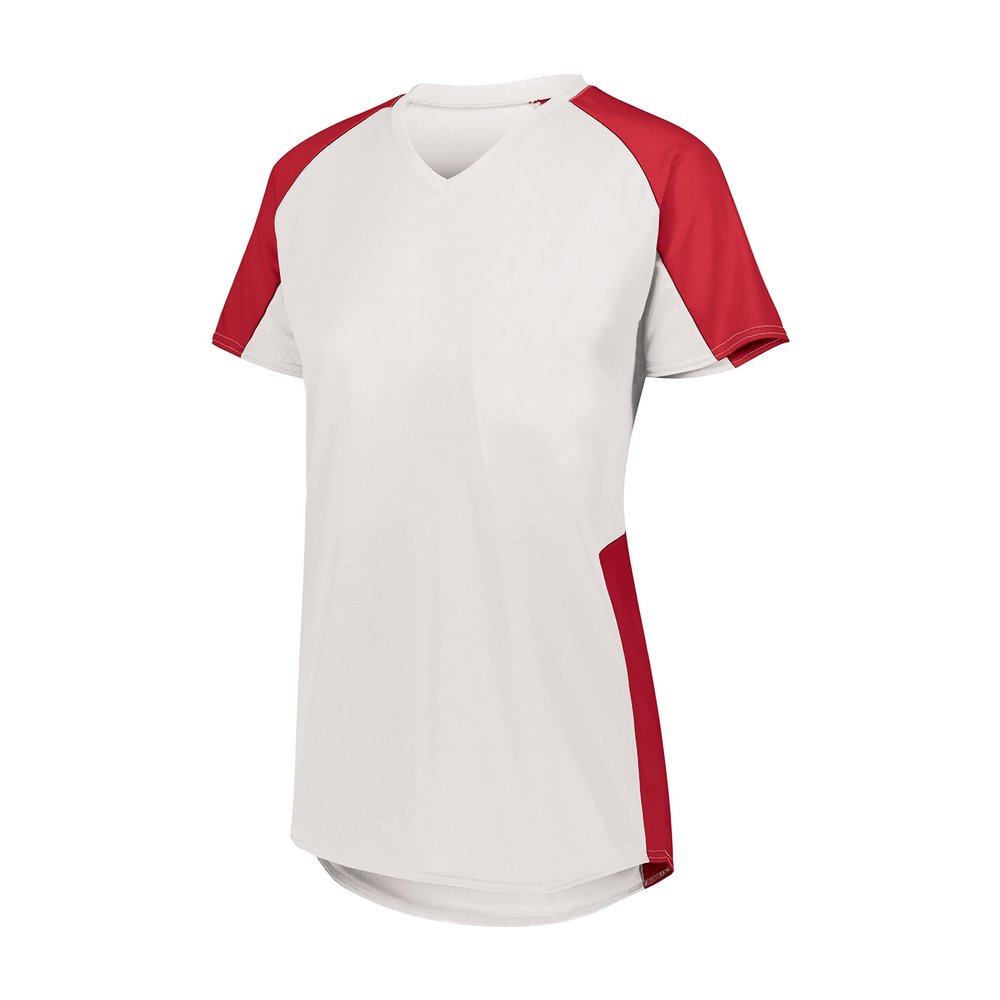 Augusta Sportswear Womens Cutter Softball Jersey, White/Red S