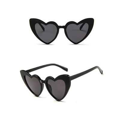 Fashion Culture Women's Shine Flat Heart Cat Eye Sunglasses, Black Gloss (Grey)
