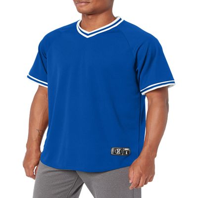 Holloway Sportswear Retro V-Neck Baseball Jersey 3XL Royal/White
