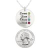 AJ's Collection Personalized Round Four Stacked Names Sterling Silver Necklace With Birthstone Setting. Customize a Round Charm. Choice of Sterling Silver Chain. Gift For Her and All Occasions view 2
